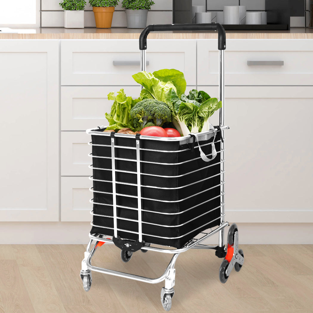 Foldable Shopping Cart Trolley - Black Wwheel