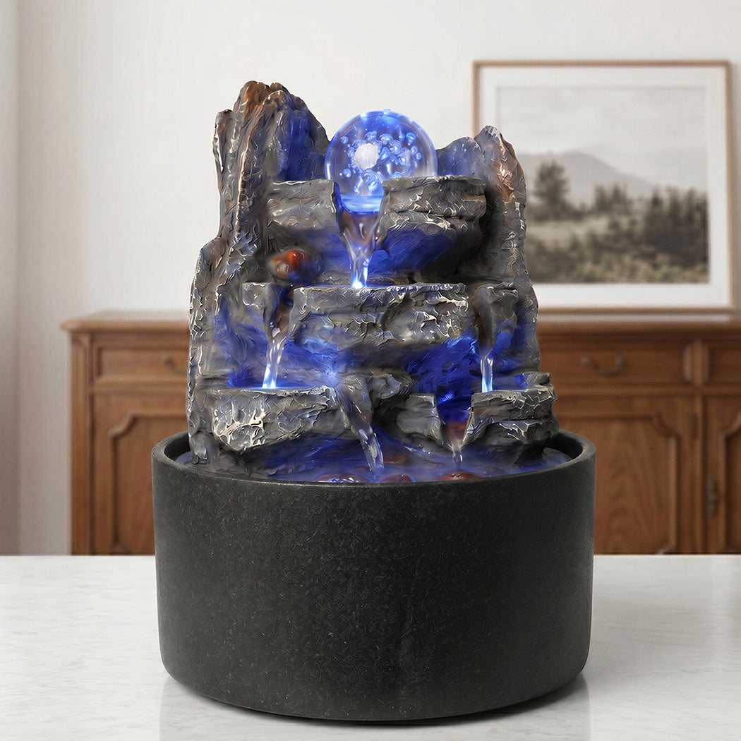 Tabletop Water Fountain LED Light 3 Flow Levels | Simpledeal