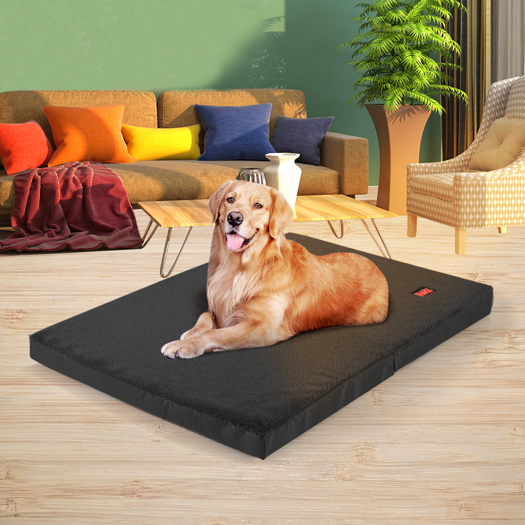 Large Black Foldable Pet Bed  Comfortable Pet Resting Cushion