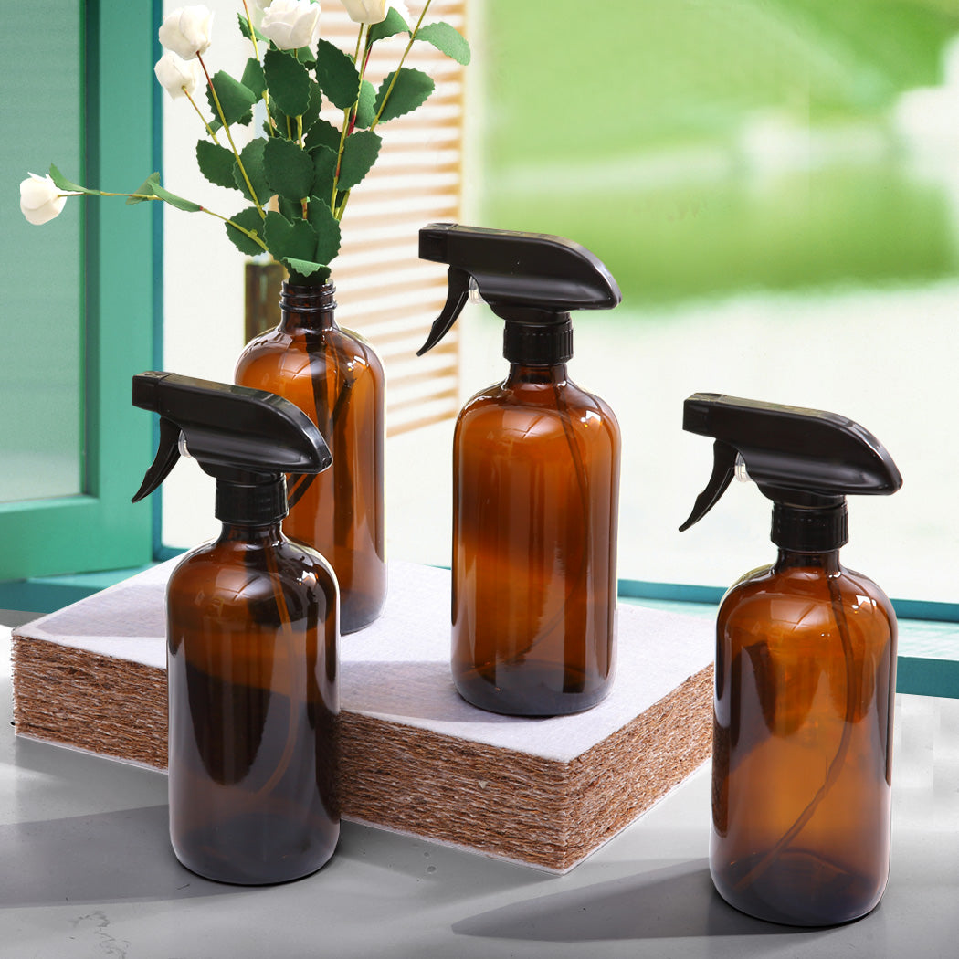 6x 500ml Amber Glass Spray Bottles Trigger - Water Sprayer Aromatherapy Dispenser
