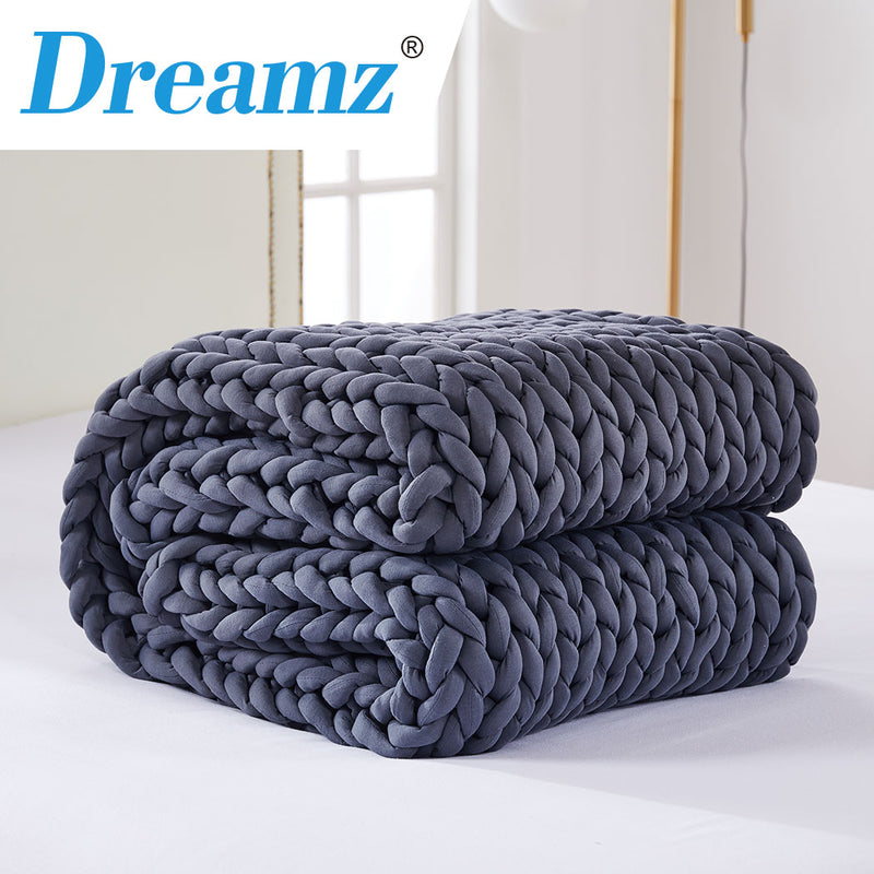 Dark Grey Queen Weighted Blanket 9KG Chunky Knit Cozy Throw - SC9 id