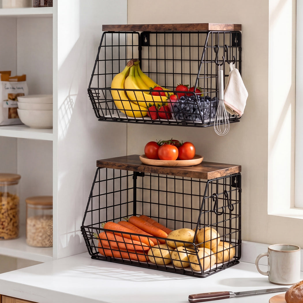 Stackable Wall Mount Kitchen Storage Basket | Simpledeals