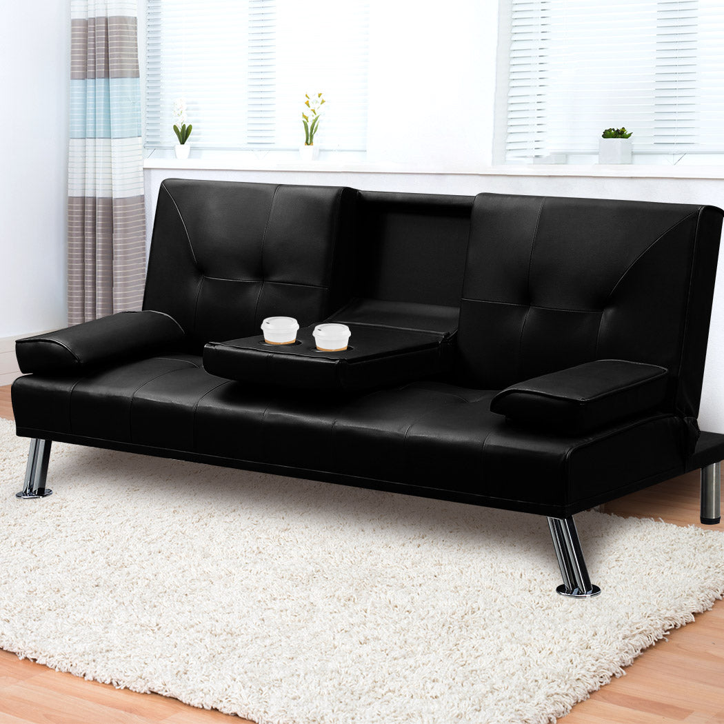 Sofa Bed Adjustable Recliner Black