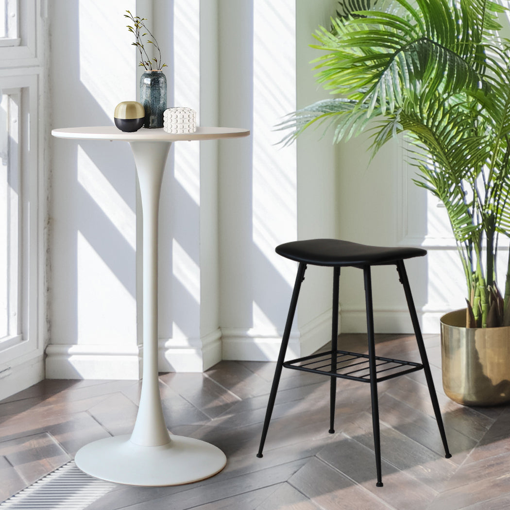 Set of 2 White Round Bar Table Minimalist Pub Dining Tables