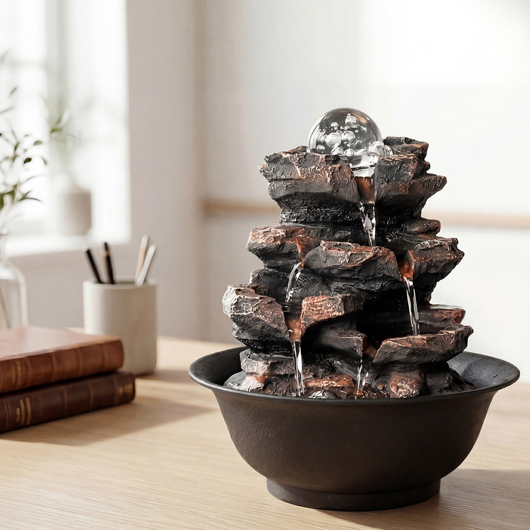 Indoor Water Fountain Tabletop Brown 21x21x24cm