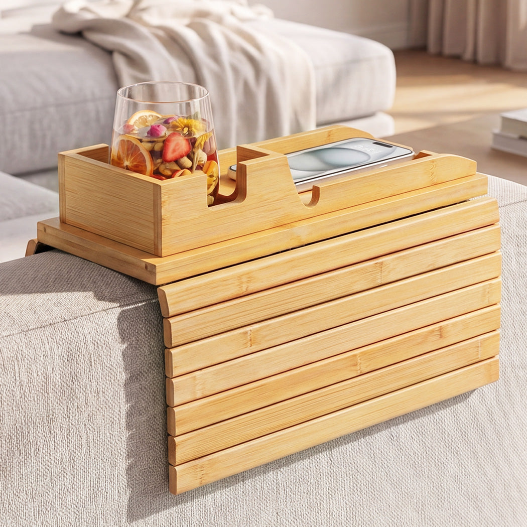 Bamboo Sofa Arm Tray Cup Holder Table | Simpledeals