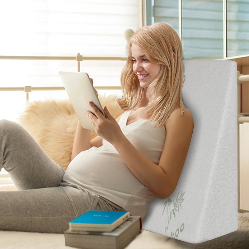 Memory Foam Cushion Back Neck Support Wedge Pillow Bamboo Cover 10cm/19cm, 10Cm