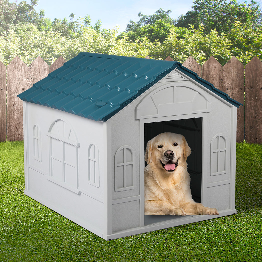 Dog Kennel Outdoor Indoor Pet Plastic L Blue