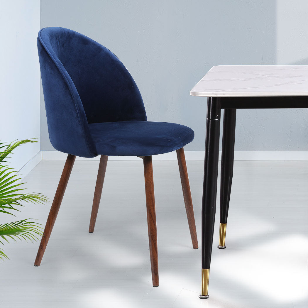 2x Dining Chairs Seat French Navy