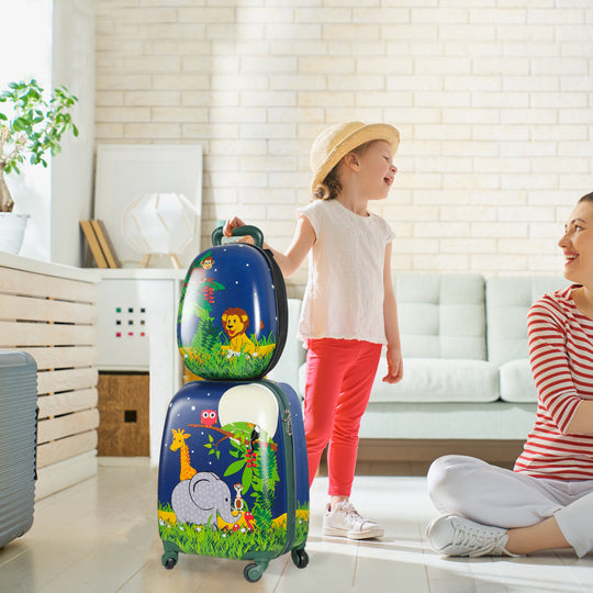 Kids Luggage Set with Backpack Carry On Suitcase Trolley