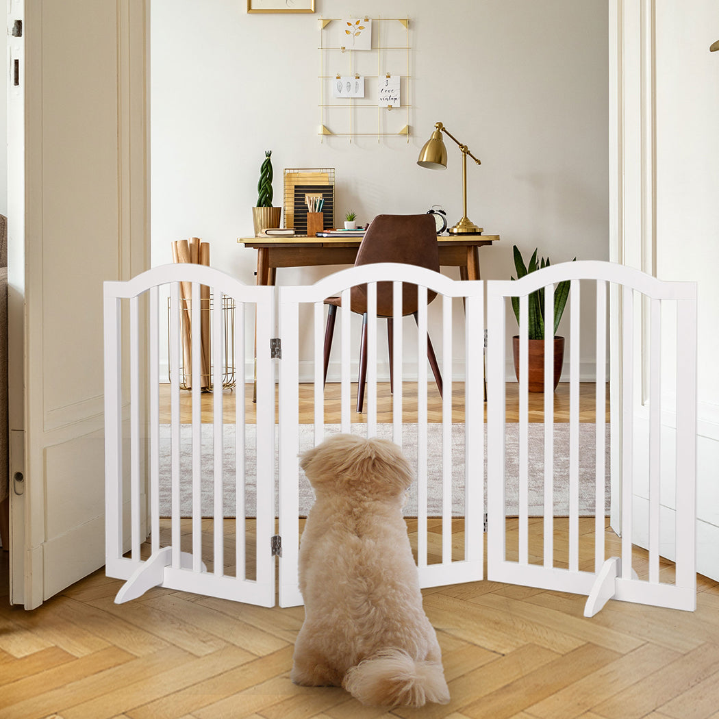 Wooden Pet Gate Dog Fence Safety - White
