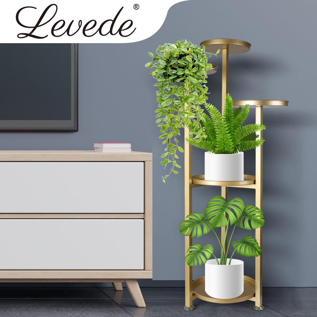Plant Stand Outdoor Indoor Flower Gold Medium