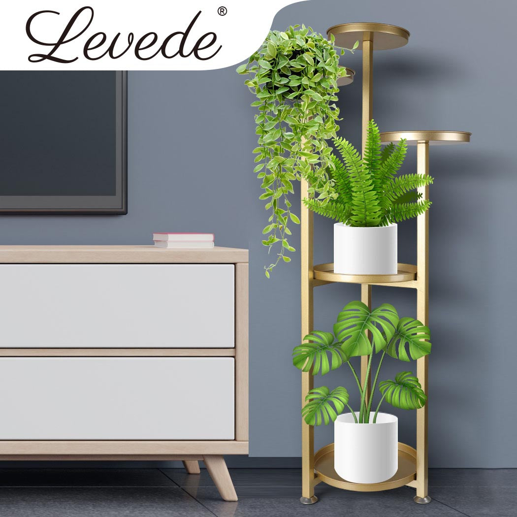 Plant Stand Outdoor Indoor Flower Gold Large