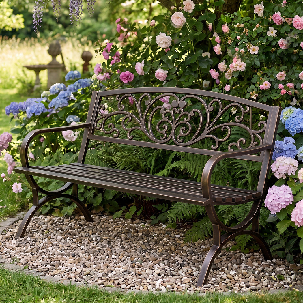 Cast Iron Garden Bench 3 Seat Antique Bronze | Simpledeals