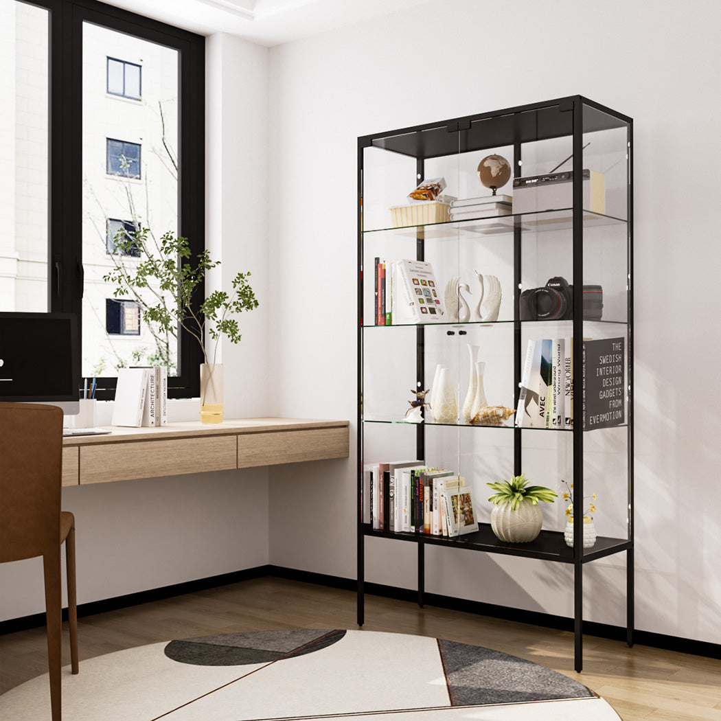 Premium Glass Display Cabinet Steel 4 Tier 160cm  Space-Saving Design
