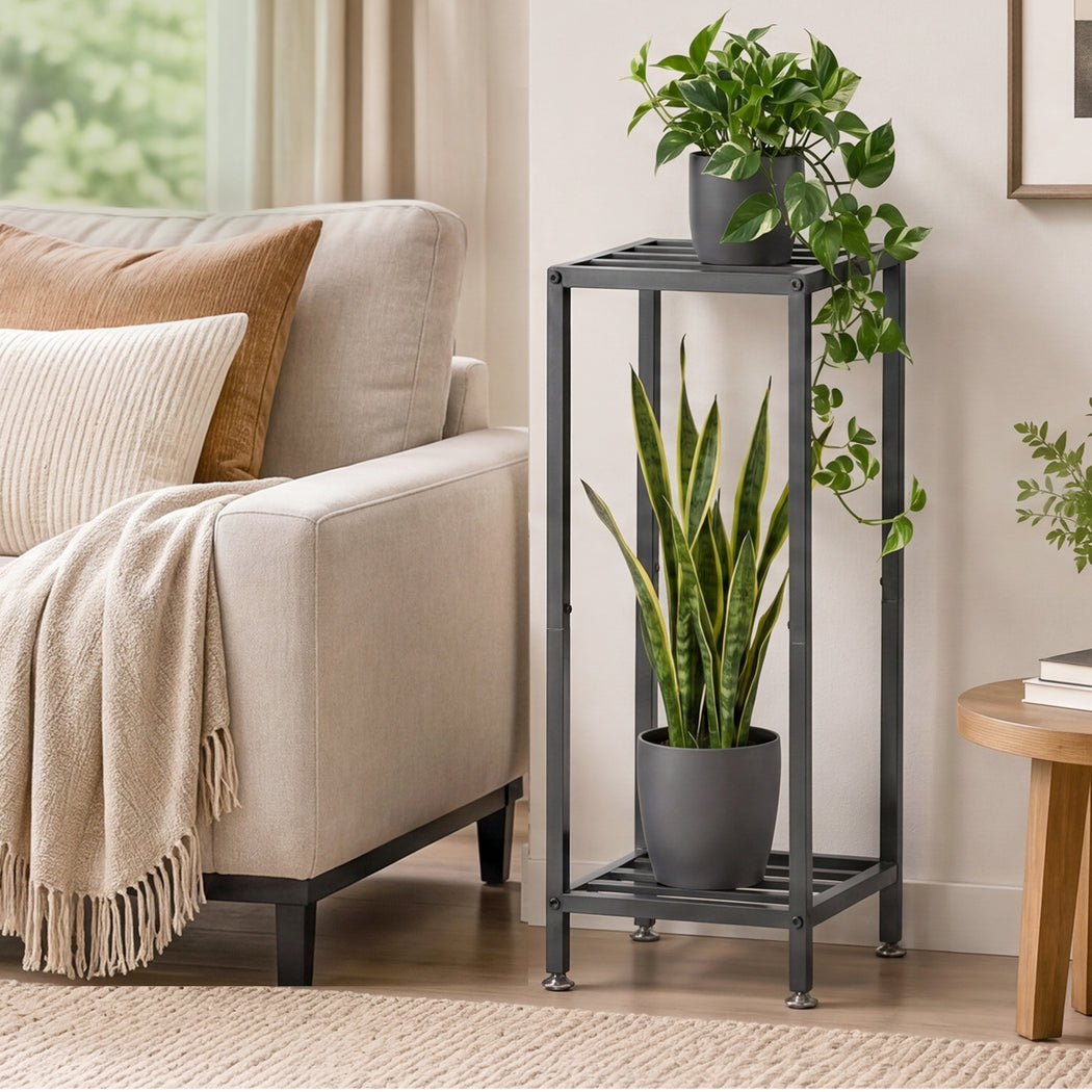 Metal Plant Stand 2 Tier 76cm Indoor Corner Shelf | Simplede