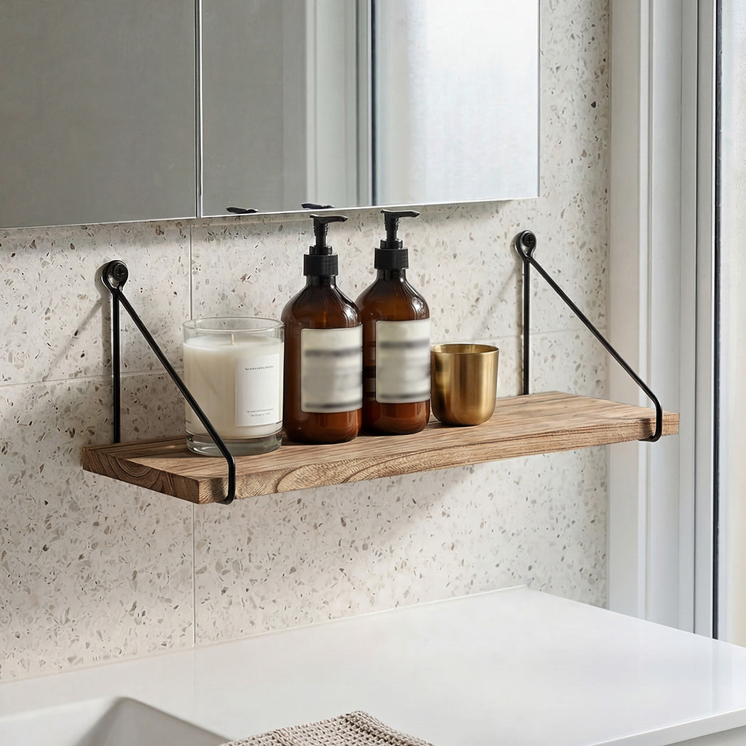 Floating Wall Shelves Rustic Set 2 Paulownia | Simpledeals