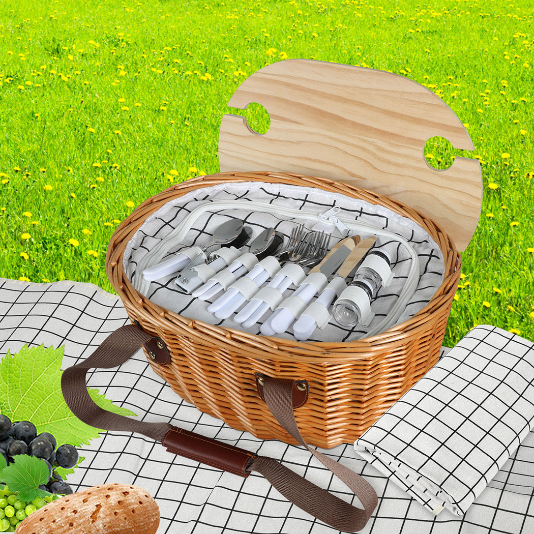 Picnic Basket Set Willow Baskets Outdoor