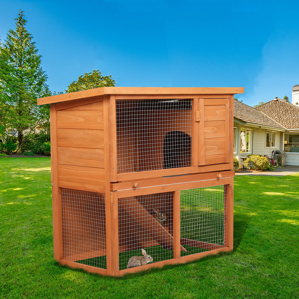 Rabbit Hutch Outdoor Brown 90x45x80cm