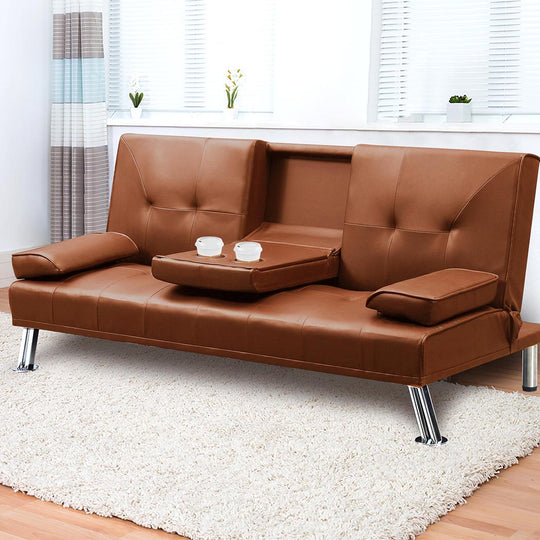 Sofa Bed Adjustable Recliner Brown - Seater Lounge