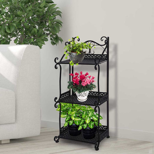 3-Tier Plant Stand Indoor Outdoor Steel Flower Pot Organizer