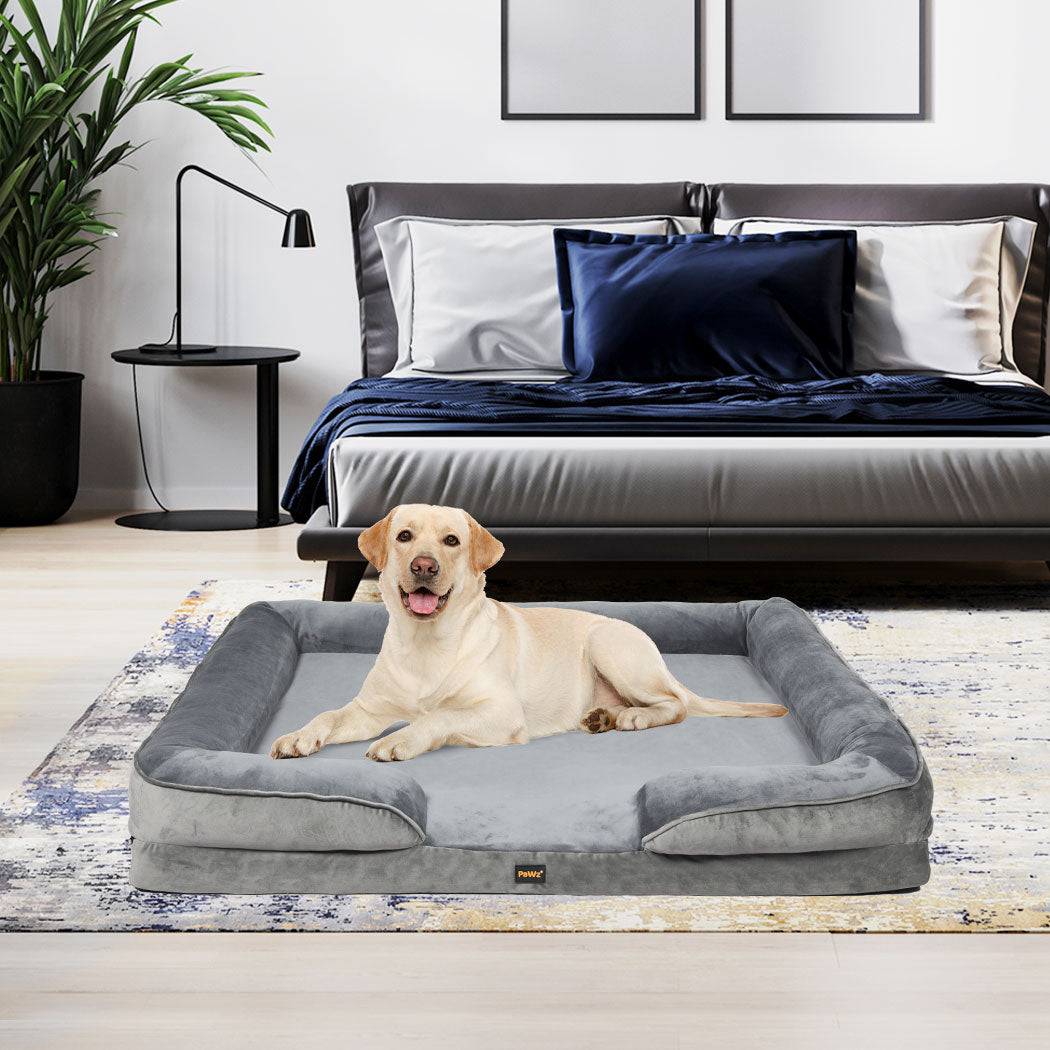 Memory Foam Pet Sofa Bed XL Grey 71x58x18cm