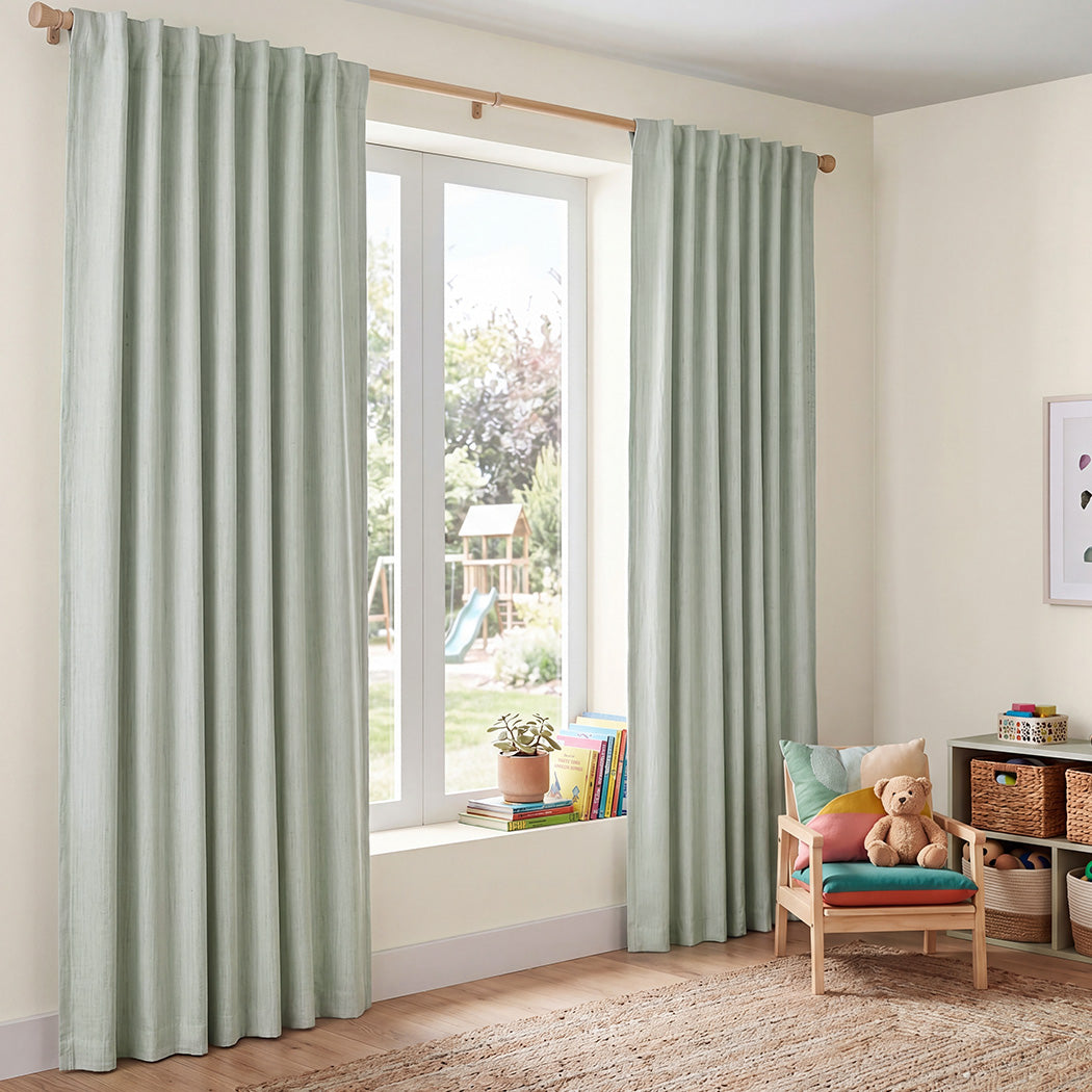 Blackout Curtains Thermal Linen Look 2 Panels | Simpledeals