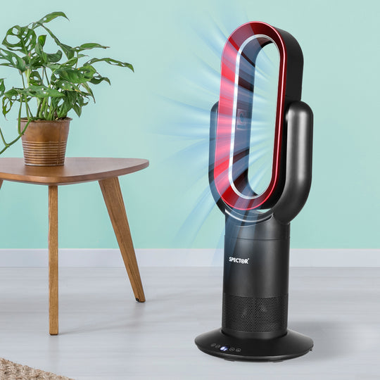 Bladeless Fan Cooler Heater Red - Electric Air Remote Control