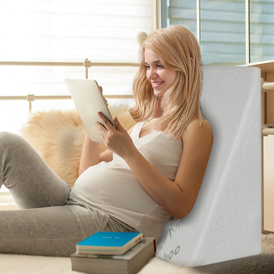 Memory Foam Cushion Back Neck Support Wedge Pillow Bamboo Cover 25cm/30cm