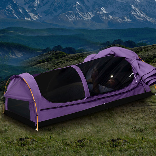 Double Swag Camping Swags - Mountview Dome Tent Purple