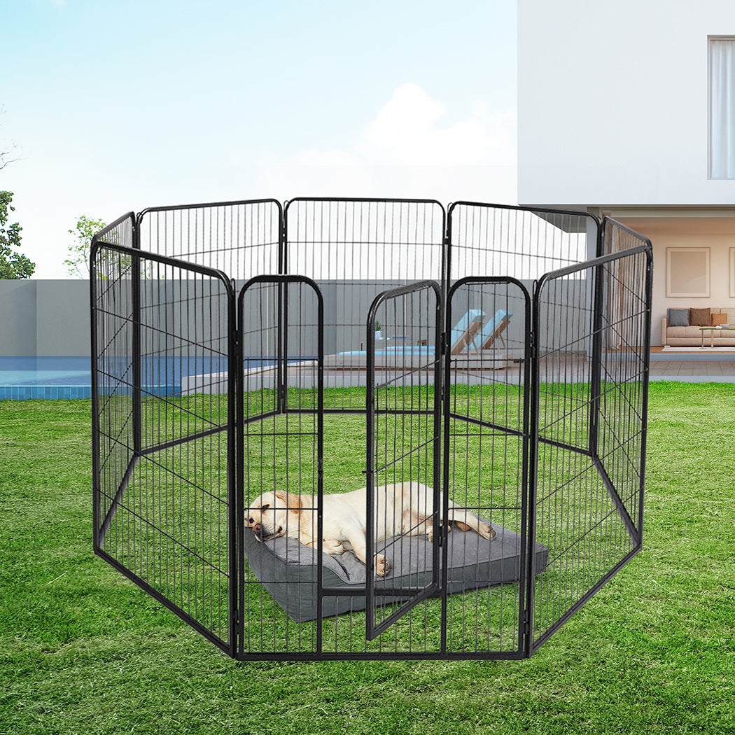 8 Panel Pet Dog Playpen Puppy Exercise Black 2.5kg Mackerel & Lamb