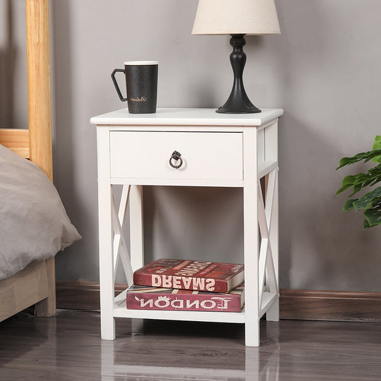 2x Bedside Tables Drawers Side - Nightstand Storage Cabinet Bedroom