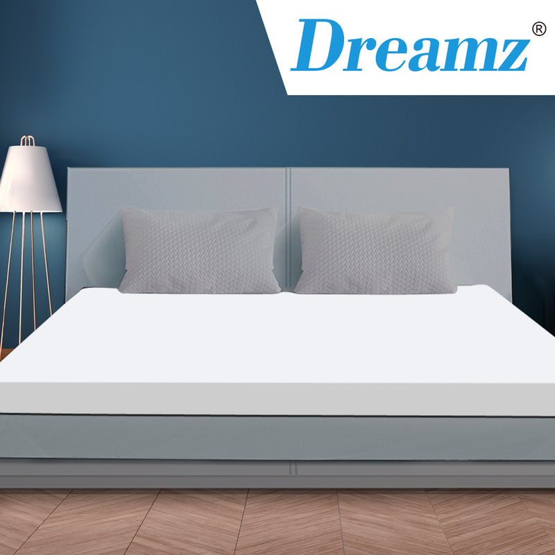 7cm King Memory Foam Mattress Bed Comfortable Supportive Sleep - Topper Polyester Underlay Cover