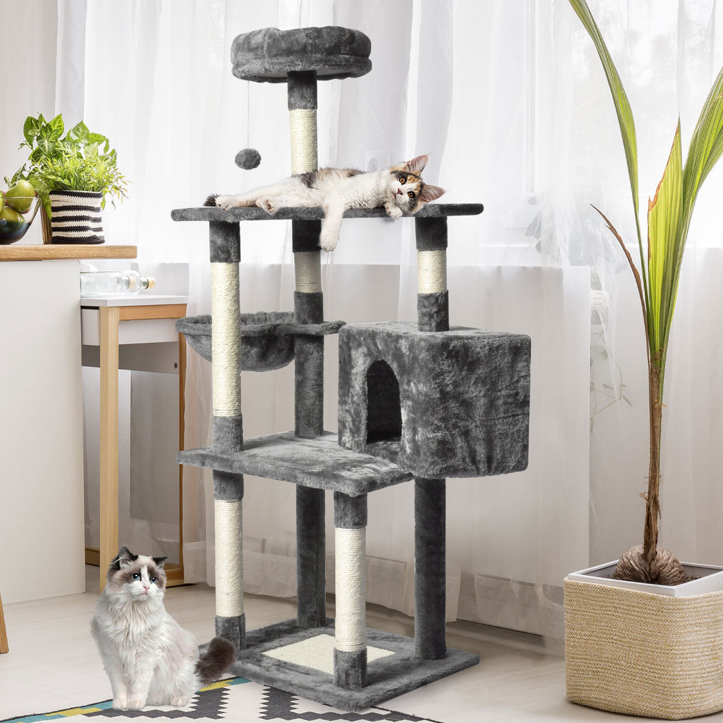 Fabric Cat Tree - Grey 48x40x130cm
