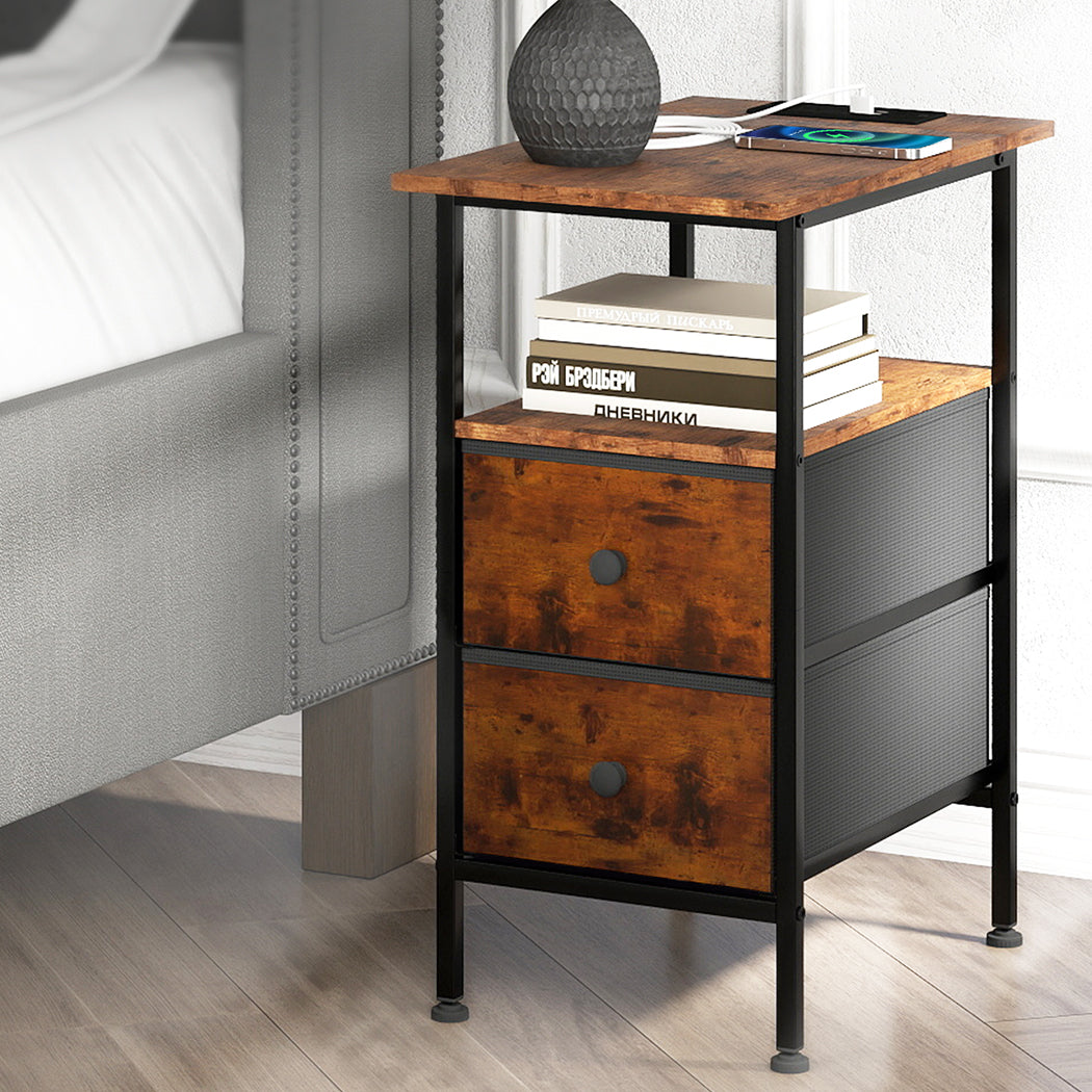 Brown Bedside Table With Drawers 48x30x60cm