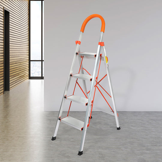 4 Step Ladder Folding Aluminium - Multi Purpose Lightweight Non