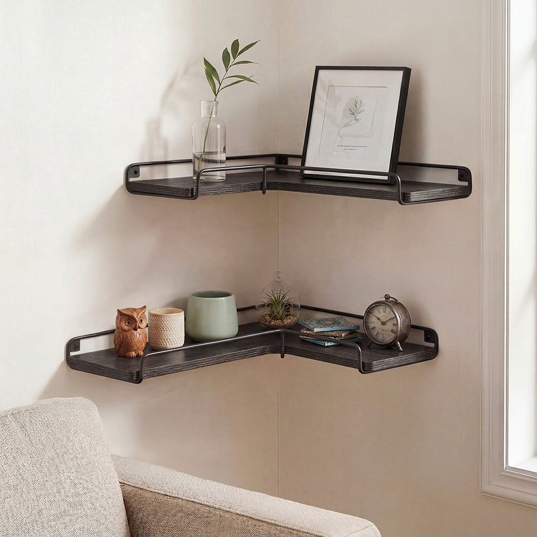 Floating Corner Wall Shelves Set of 2 | Simpledeals