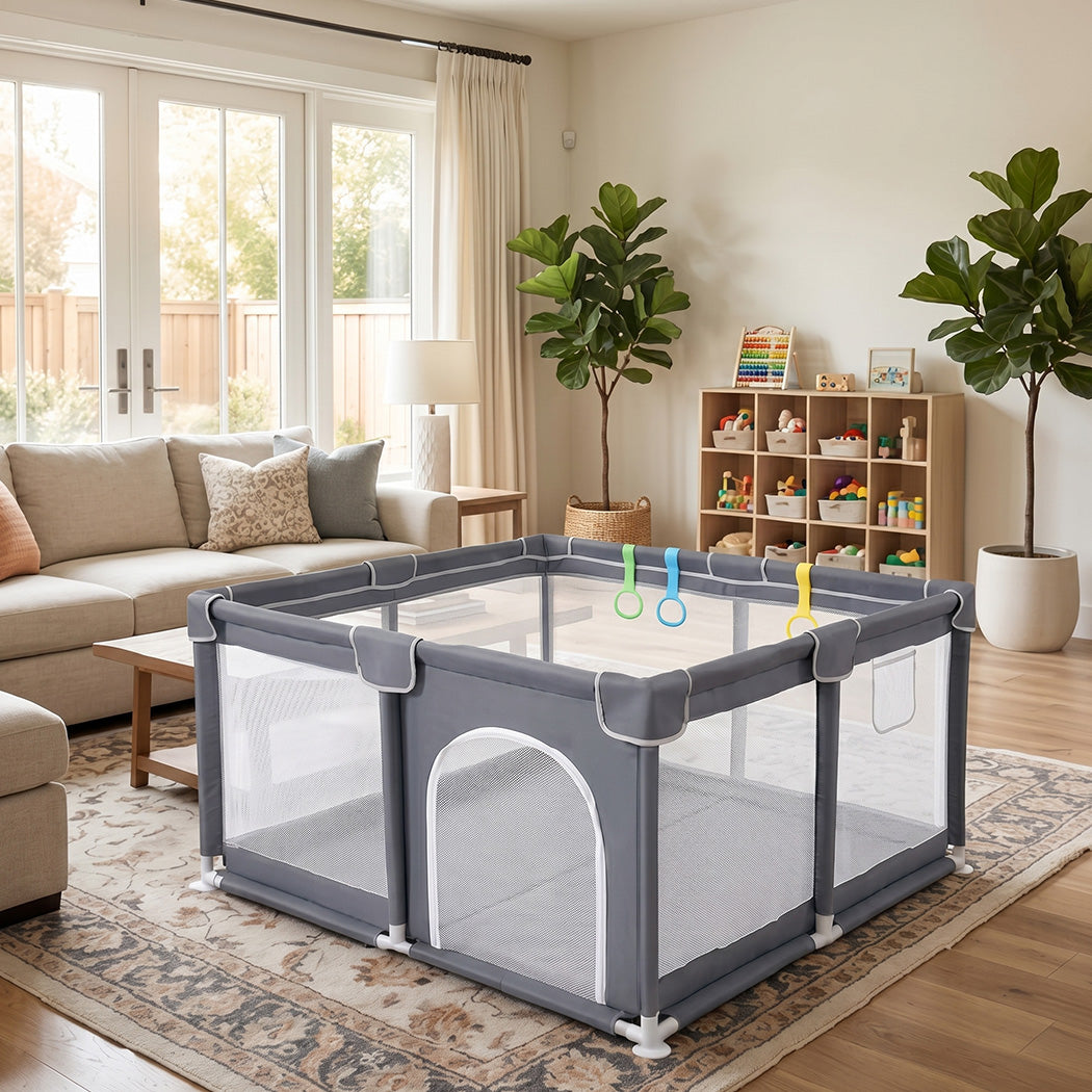 Baby Playpen Grey Play Area 127x127cm