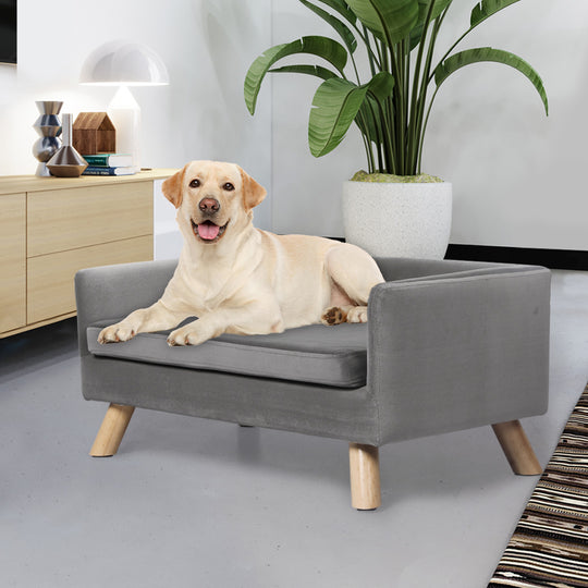 Pet Sofa Bed Dog Warm Soft Lounge - Grey - Couch Removable Cushion Chair