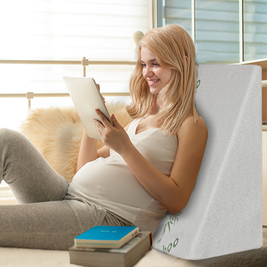 Memory Foam Cushion Back Neck Support Wedge Pillow Bamboo Cover 25cm/30cm