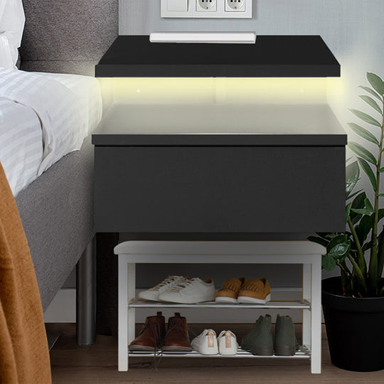 Functional 2x Bedside Tables Side Table Black  Wood Finish Classic, id11&12