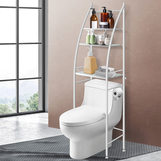 3 Tier Over Toilet Storage Shelf White - Bathroom Rack Stand Organiser