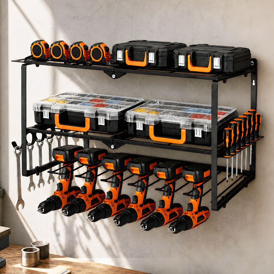 Wall Mounted Tool Rack 3 Tier 66x20x32cm