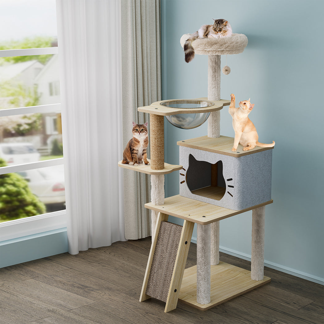 Cat Tree Tower Beige 50x40x120cm