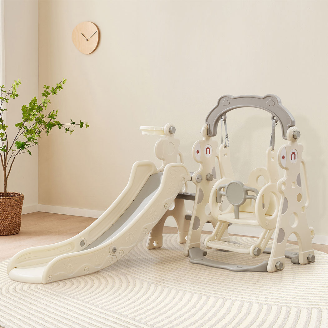 Kids Slide Swing Set Cream