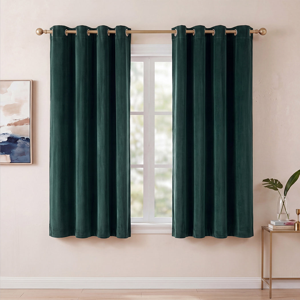Green Velvet Blackout Curtains 2 Panels | Simpledeals