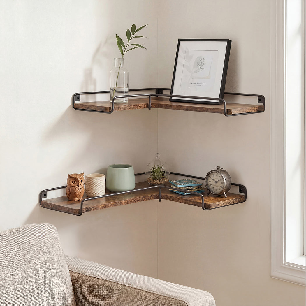 Corner Floating Wall Shelves Set 2 Industrial | Simpledeals