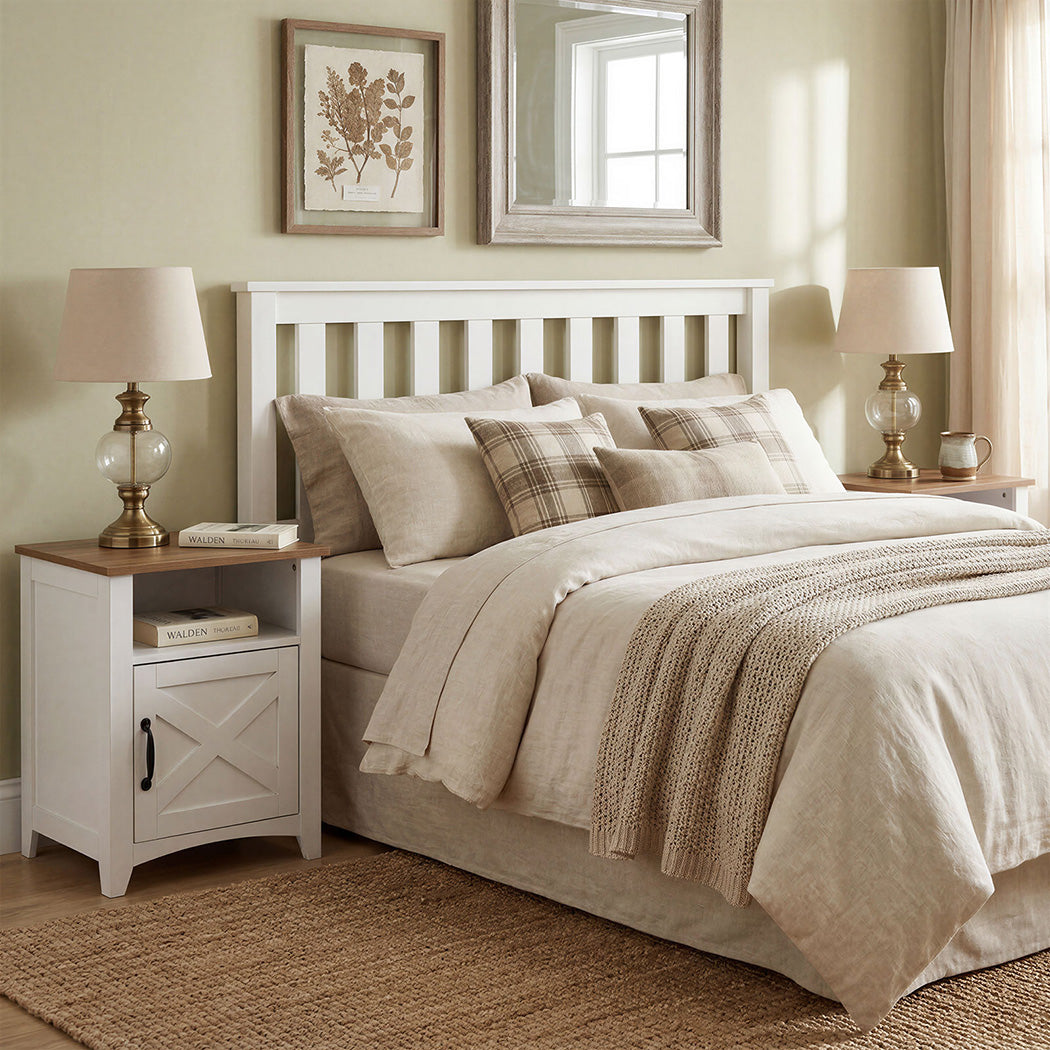 White Wooden Bedside Tables 45x40x60cm