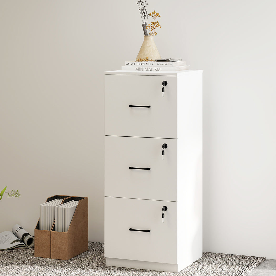 File Cabinet 3 Drawer White 41x41x103cm