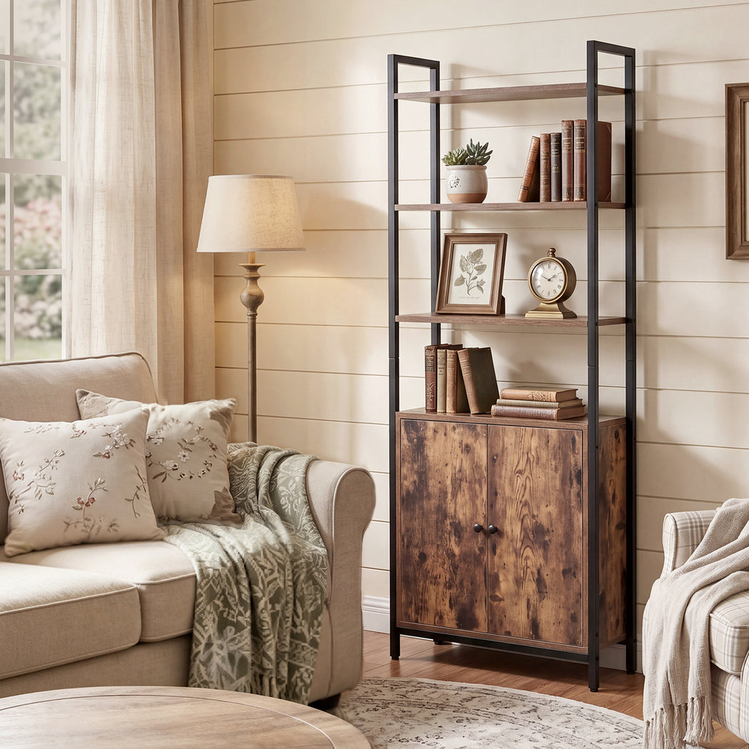 6 Tier Bookshelf Storage Cabinet Adjustable Shelves | Simple